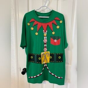 Holiday Time Green Elf Costume Shirt with Red Accents